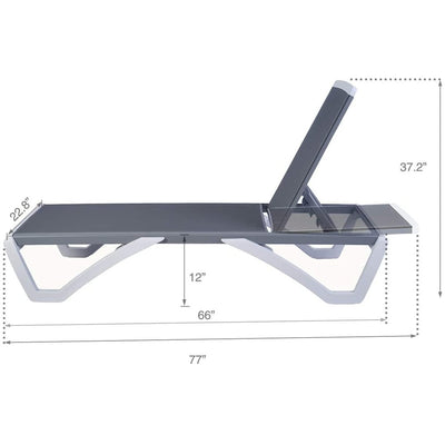 Kozyard Alan Full Flat Aluminum and Polypropylene Resin Legs Patio Reclining Adjustable Chaise Lounge