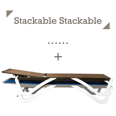 Kozyard Alan Full Flat Aluminum and Polypropylene Resin Legs Patio Reclining Adjustable Chaise Lounge