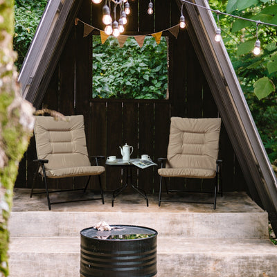 Kozyard Elsa 3 Pieces Outdoor Patio Furniture Padded Folding Bistro-Sets