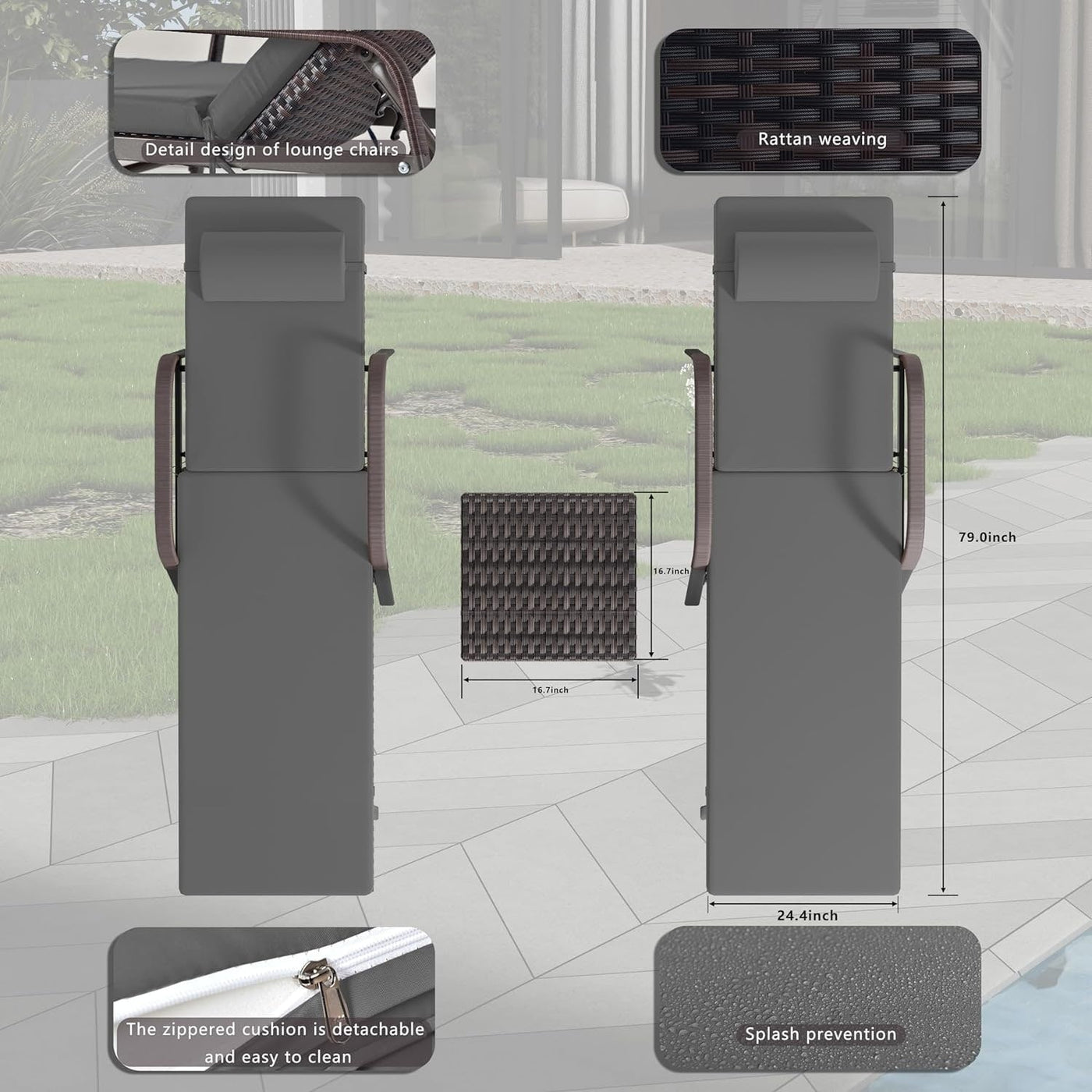 Kullavik 3-PiecesOutdoor Chaise Lounge Set