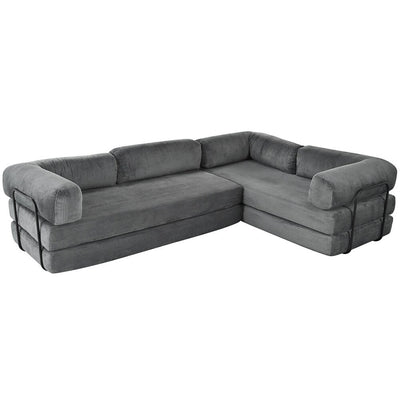 L-Shaped Modular Sofa Bed in Corduroy Fabric