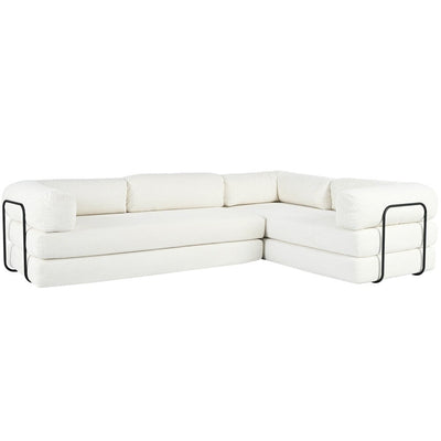L-Shaped Modular Sofa Bed in Corduroy Fabric