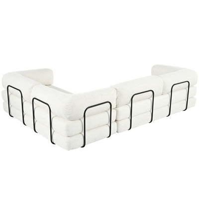 L-Shaped Modular Sofa Bed in Corduroy Fabric