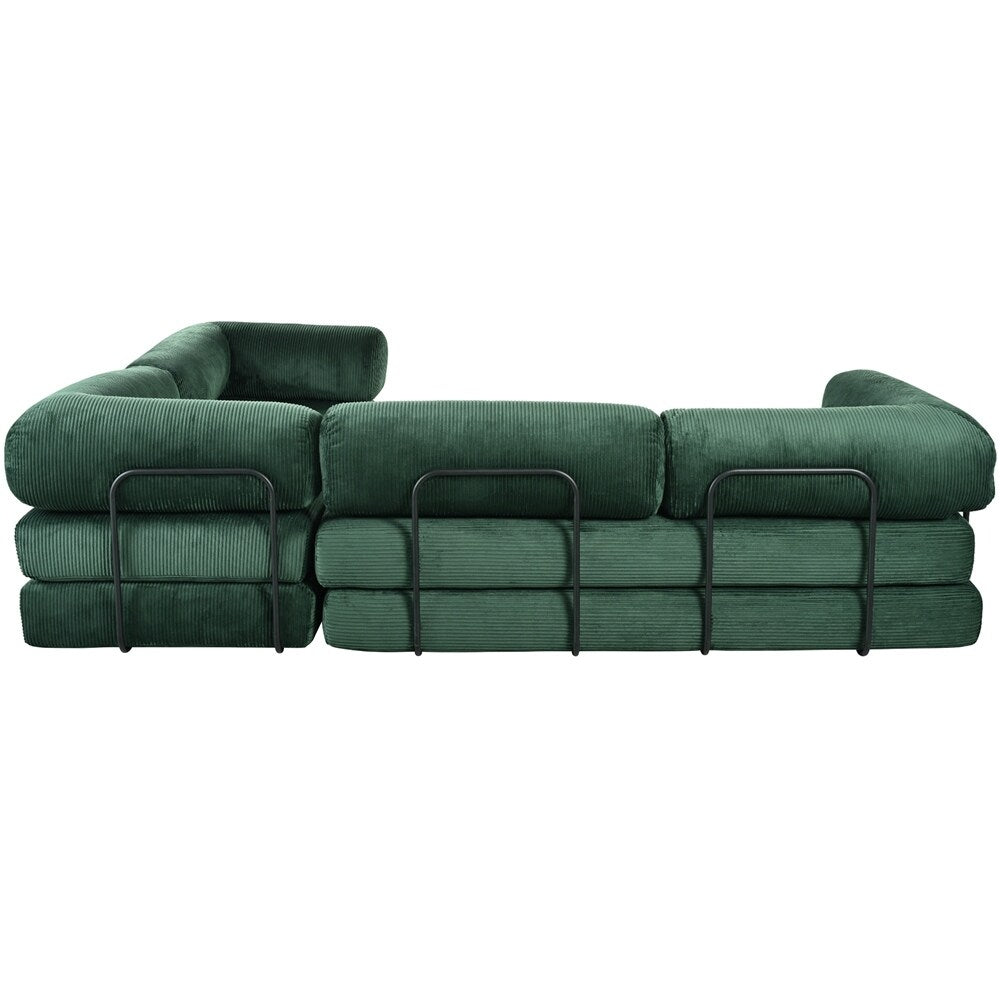 L-Shaped Modular Sofa Bed in Corduroy Fabric