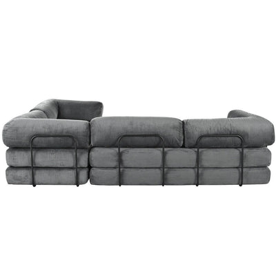 L-Shaped Modular Sofa Bed in Corduroy Fabric