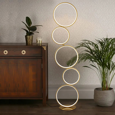 LED Modern Dimmable Floor Lamp, 3 Way Bright Corner Stand lamp with 5-Ring for Living Room