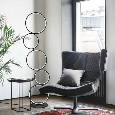 LED Modern Dimmable Floor Lamp, 3 Way Bright Corner Stand lamp with 5-Ring for Living Room