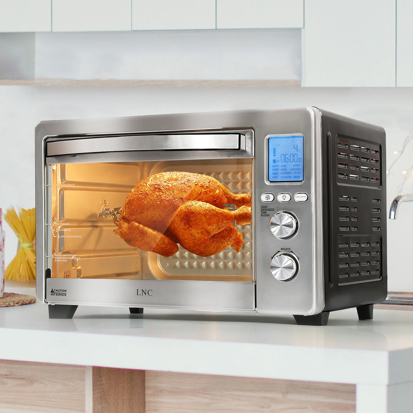 LNC 12-In-1 Large 34QT Countertop Toaster Oven Convection Rotisserie Air Fryer - 19.5 L x 15 W x 12.5 H