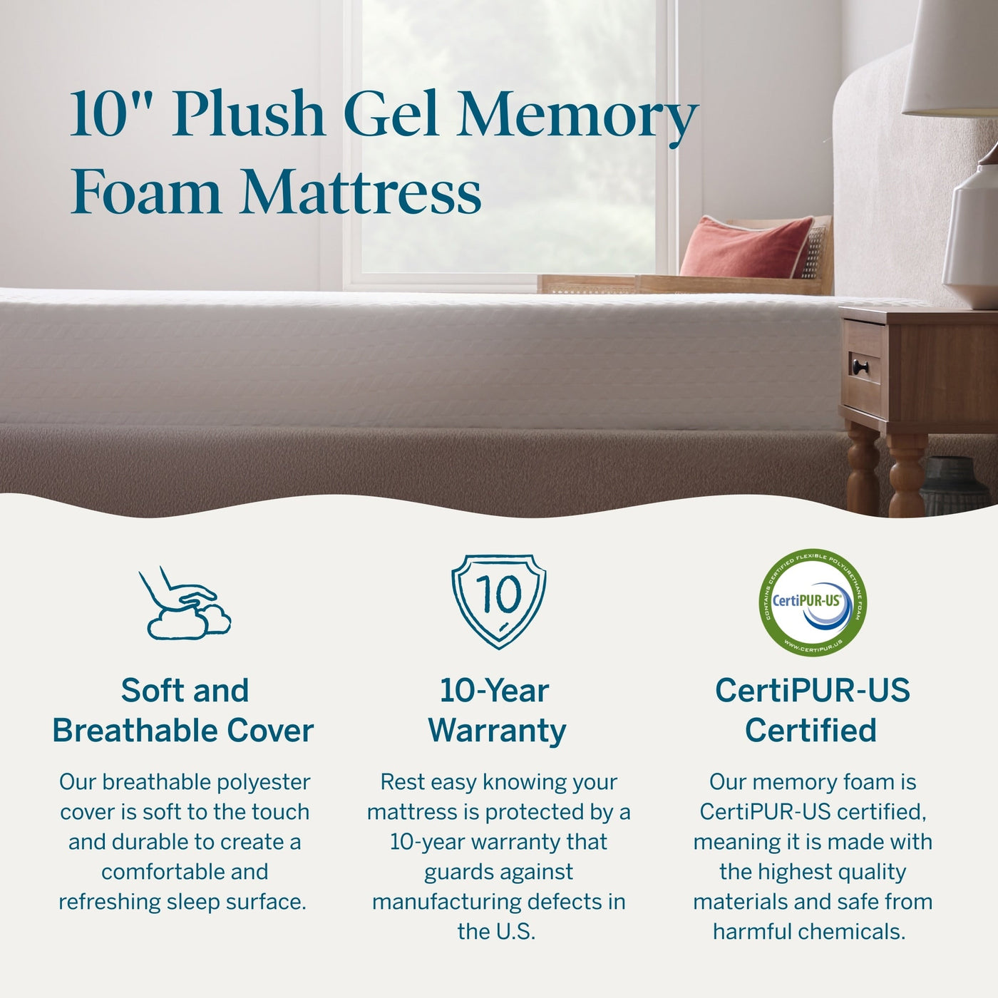 Lucid 10-inch Luxury Gel Memory Foam Mattress