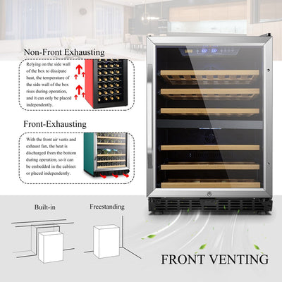 Lanbo 24 Inch Built-in Dual Zone Compressor Wine Cooler, 44 Bottle