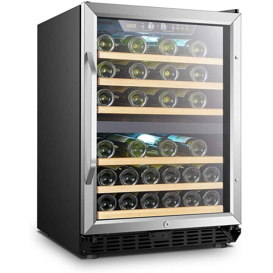Lanbo 24 Inch Built-in Dual Zone Compressor Wine Cooler, 44 Bottle