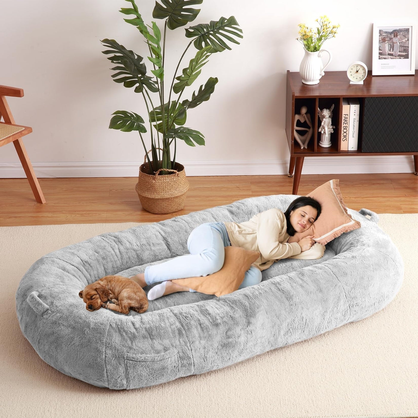 Large Dog Bed Washable Human Size Bed with Removable Cover