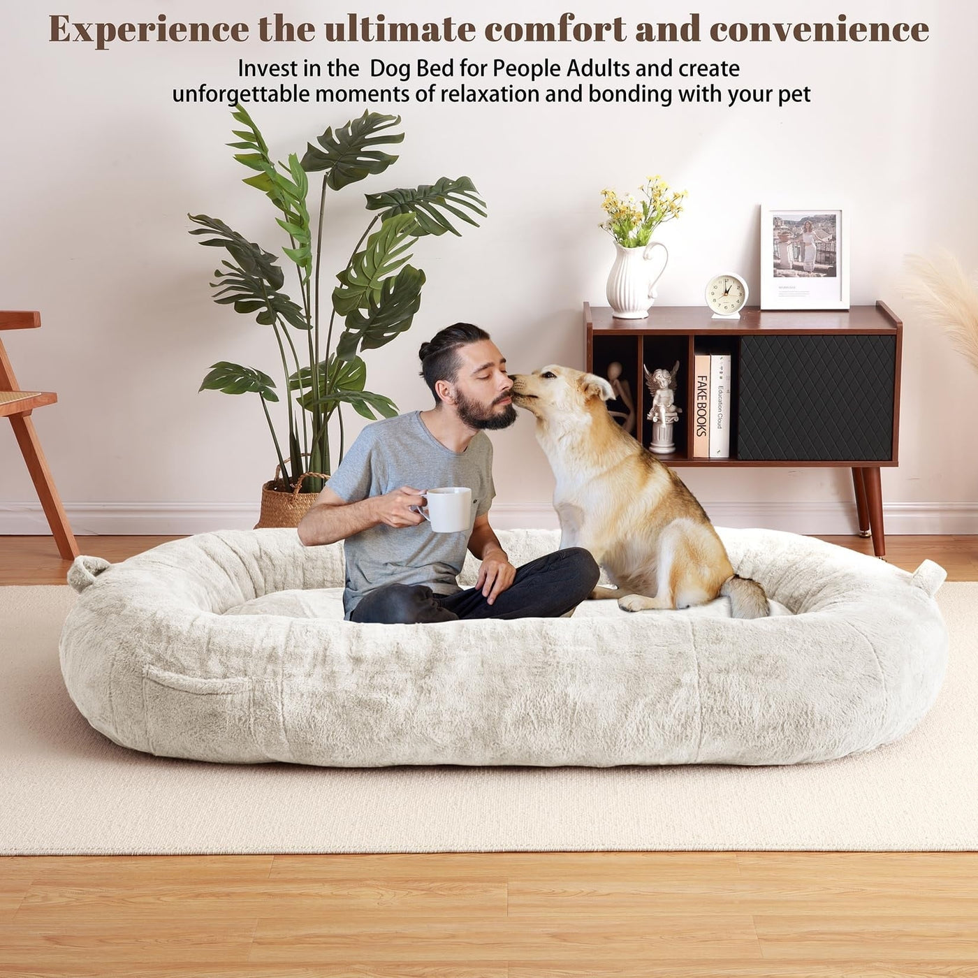 Large Dog Bed Washable Human Size Bed with Removable Cover