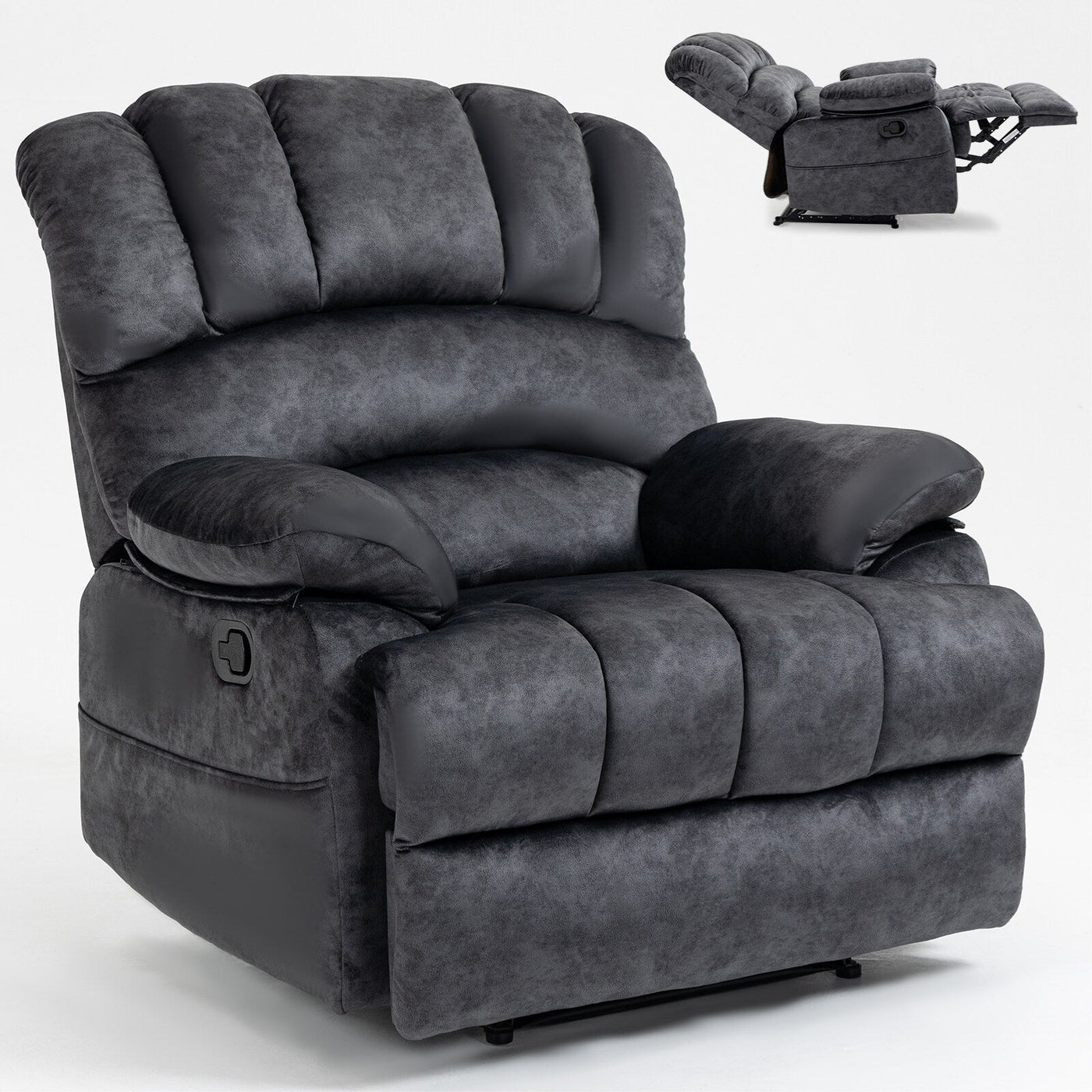 Large Manual Recliner Chair for Adult, Comfortable Fabric Single Recliner Sofa, Overstuffed Reclining Chair for Living Room