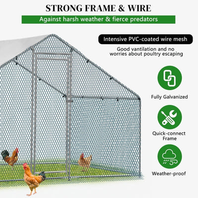 Large Metal Chicken Coop Walk-in Poultry Cage