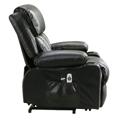 Large Power Lift Recliner Chair with Heat and 8-Point Massage - Remote Control, USB Port