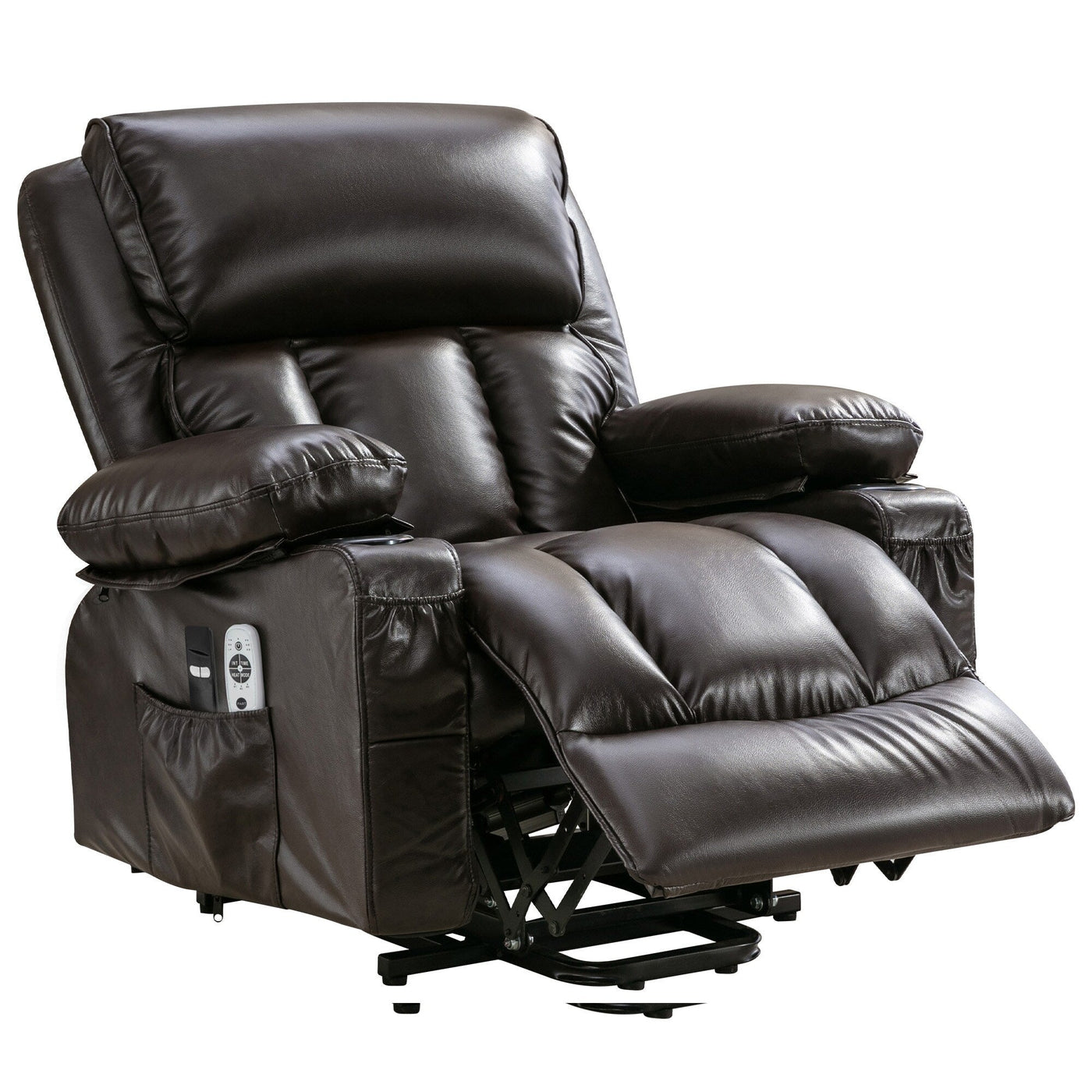 Large Power Lift Recliner Chair with Heat and 8-Point Massage - Remote Control, USB Port