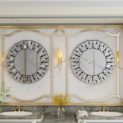Large Round Decorative Mirrors Wall Mirror Art Glass Accent Mirrors - 32in.Wx32in.H