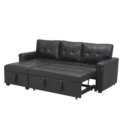 Convertible Reversible Sectional Sofa with Pull-Out Sleeper Bed, Hidden Storage Chaise, and Durable Legs