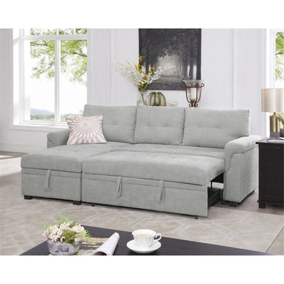 Convertible Reversible Sectional Sofa with Pull-Out Sleeper Bed, Hidden Storage Chaise, and Durable Legs