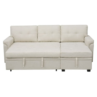Convertible Reversible Sectional Sofa with Pull-Out Sleeper Bed, Hidden Storage Chaise, and Durable Legs