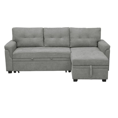 Convertible Reversible Sectional Sofa with Pull-Out Sleeper Bed, Hidden Storage Chaise, and Durable Legs