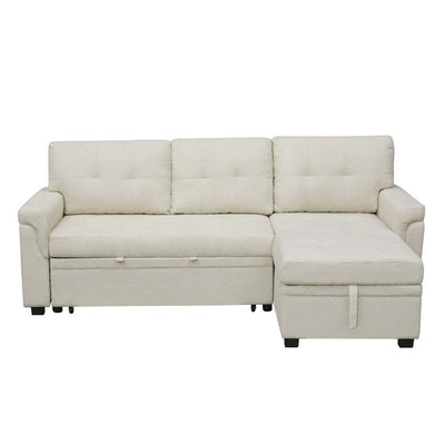 Convertible Reversible Sectional Sofa with Pull-Out Sleeper Bed, Hidden Storage Chaise, and Durable Legs
