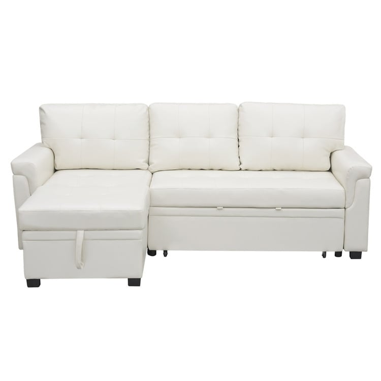 Convertible Reversible Sectional Sofa with Pull-Out Sleeper Bed, Hidden Storage Chaise, and Durable Legs