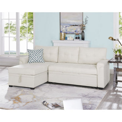 Convertible Reversible Sectional Sofa with Pull-Out Sleeper Bed, Hidden Storage Chaise, and Durable Legs