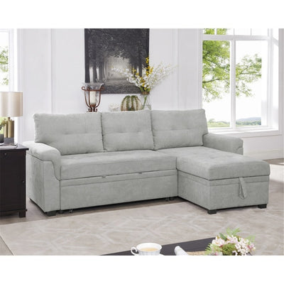 Convertible Reversible Sectional Sofa with Pull-Out Sleeper Bed, Hidden Storage Chaise, and Durable Legs