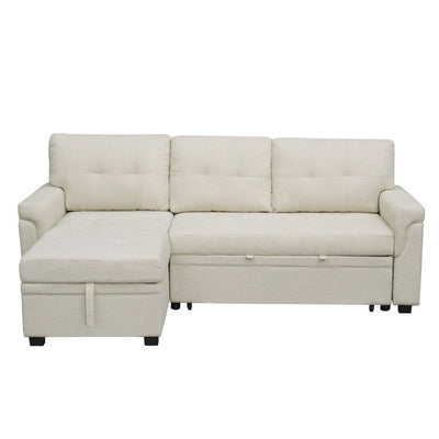 Convertible Reversible Sectional Sofa with Pull-Out Sleeper Bed, Hidden Storage Chaise, and Durable Legs