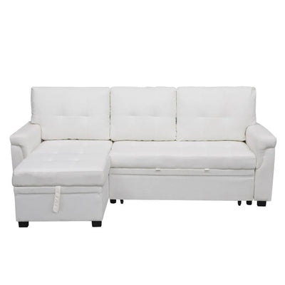 Convertible Reversible Sectional Sofa with Pull-Out Sleeper Bed, Hidden Storage Chaise, and Durable Legs