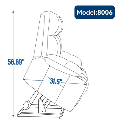 Lazy Boy Dual Motor Chenille Power Lift Recliner w/Massage and Lumbar Heating, Dual Cup Holders, Grey-Blue