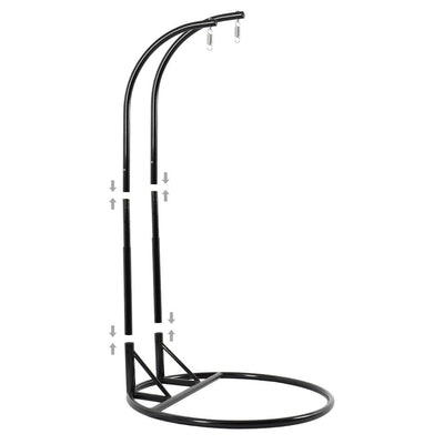 LeisureMod 2 Person Hanging Egg Chair with Stand - Outdoor/Indoor Rattan Wicker Patio Swing Hammock Lounger with Cushions