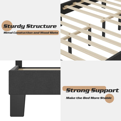 Lifezone Adjustable Queen Size Upholstered Platform Bed Frame