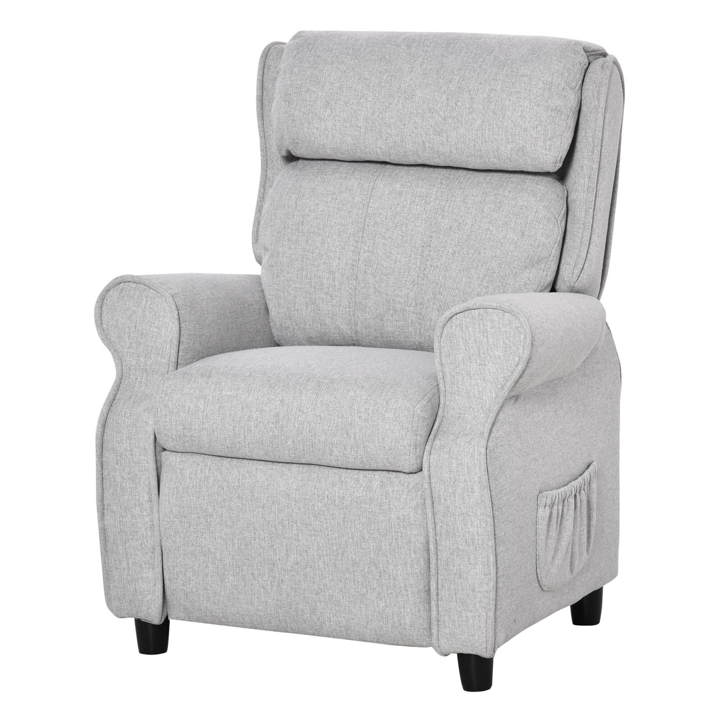 Light Grey Kids Children Upholstered Manual Recliner for 3-5 Years with Footrest and 2 Side Pockets