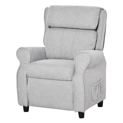 Light Grey Kids Children Upholstered Manual Recliner for 3-5 Years with Footrest and 2 Side Pockets
