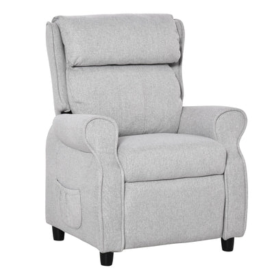 Light Grey Kids Children Upholstered Manual Recliner for 3-5 Years with Footrest and 2 Side Pockets
