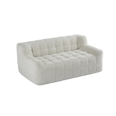 Liyasi 2 Seater Full Compression Sofa Beige Lychee Velvet No Assembly Required