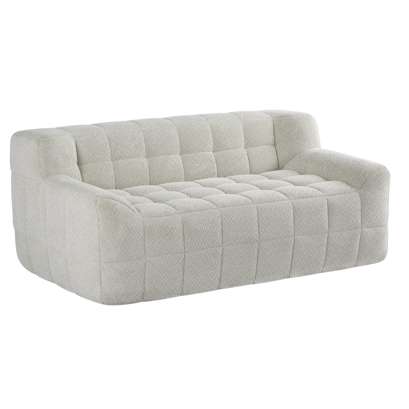 Liyasi 2 Seater Full Compression Sofa Beige Lychee Velvet No Assembly Required