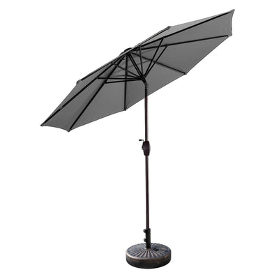 Lopes 9-foot Patio Umbrella with Bronze Finish Base Weight Stand Included