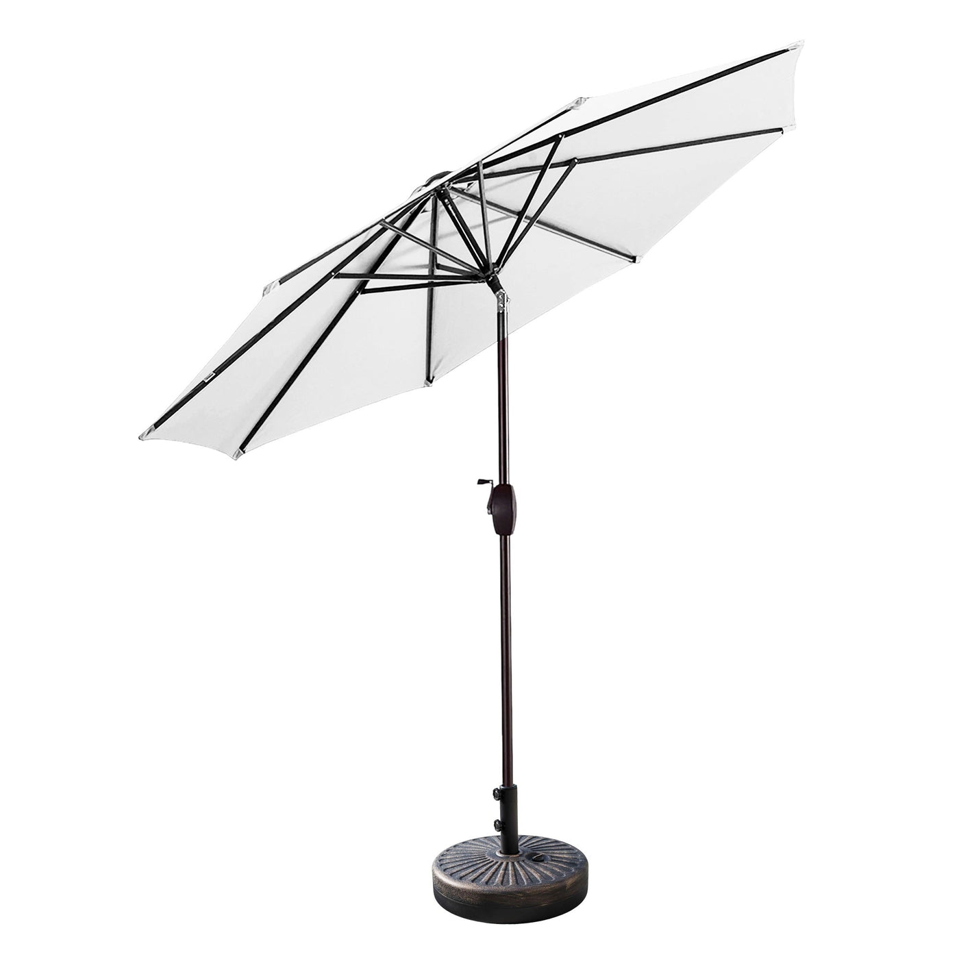 Lopes 9-foot Patio Umbrella with Bronze Finish Base Weight Stand Included