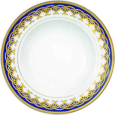 Lorren Home Trends Gold and Blue Accent 57-piece Porcelain Dinnerware Set