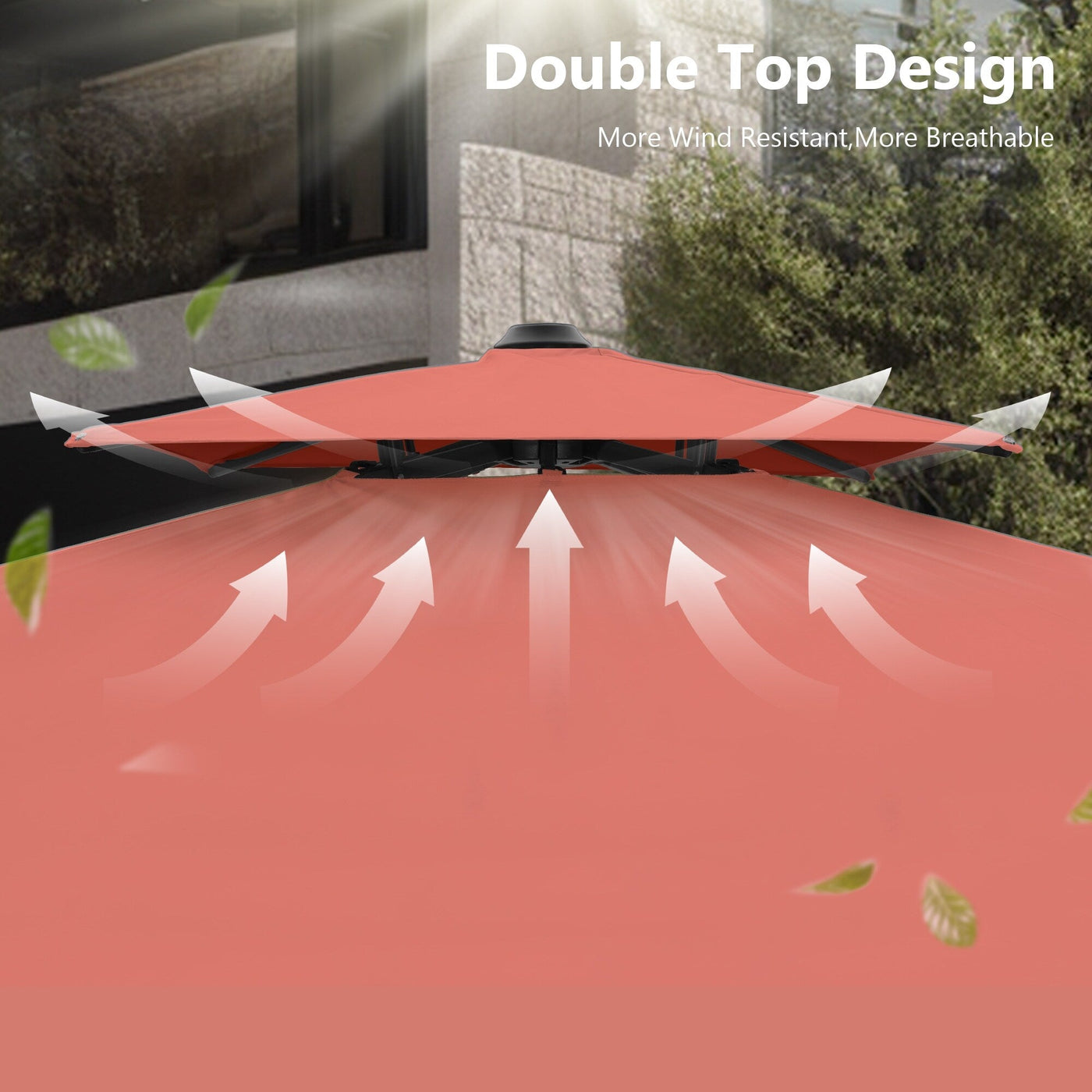 MAISON ARTS 12 FT Automatic Hydraulic Cantilever Umbrella Aluminum Pole 360 Degree Rotation