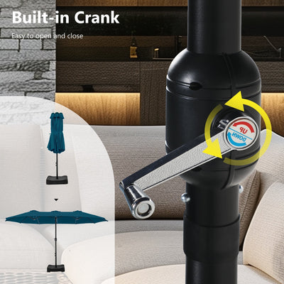 MAISON ARTS 15ft Double-Sided Patio Extra Large Twin Umbrella with Base Included