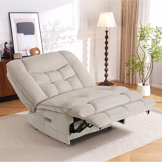 MCombo Oversized Dual Motor Armless Power Rocker Recliner Chair, Zeroarms Recliner Perfect for Living Room Fabric PR607