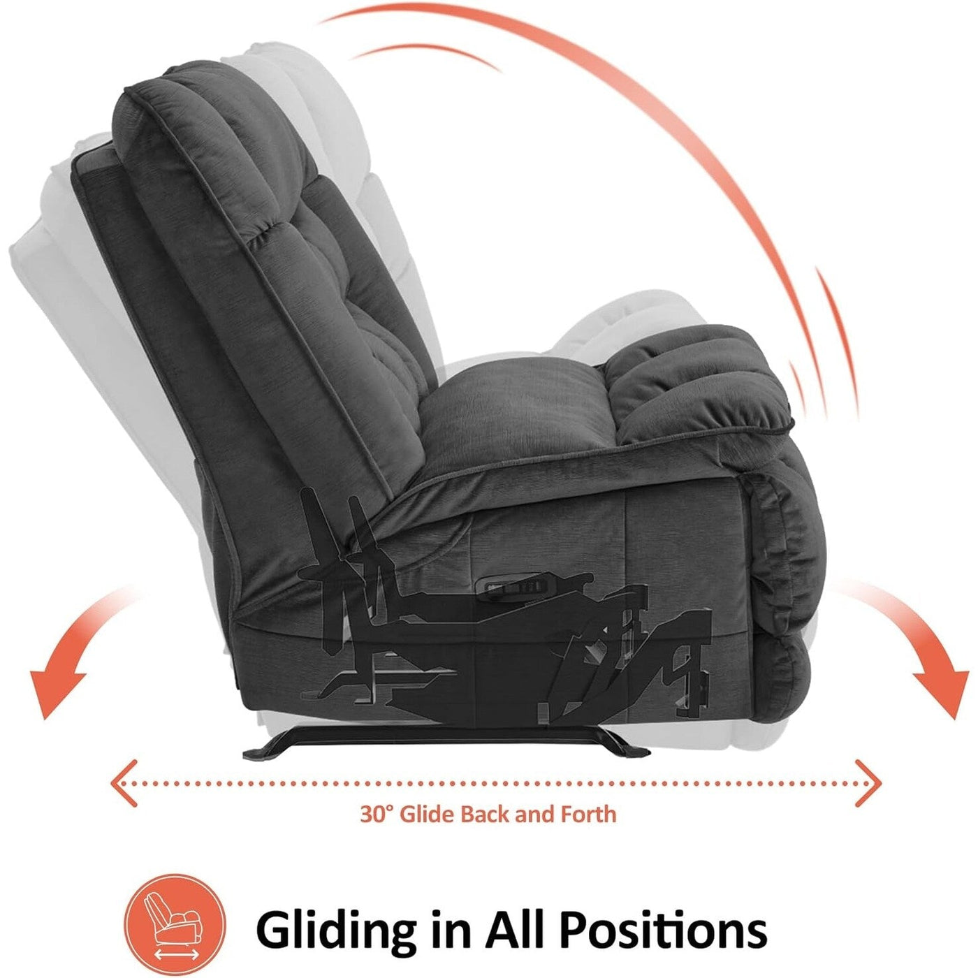 MCombo Oversized Dual Motor Armless Power Rocker Recliner Chair, Zeroarms Recliner Perfect for Living Room Fabric PR607