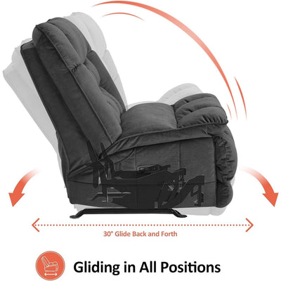 MCombo Oversized Dual Motor Armless Power Rocker Recliner Chair, Zeroarms Recliner Perfect for Living Room Fabric PR607