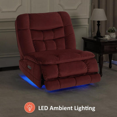 MCombo Oversized Dual Motor Armless Power Rocker Recliner Chair, Zeroarms Recliner Perfect for Living Room Fabric PR607