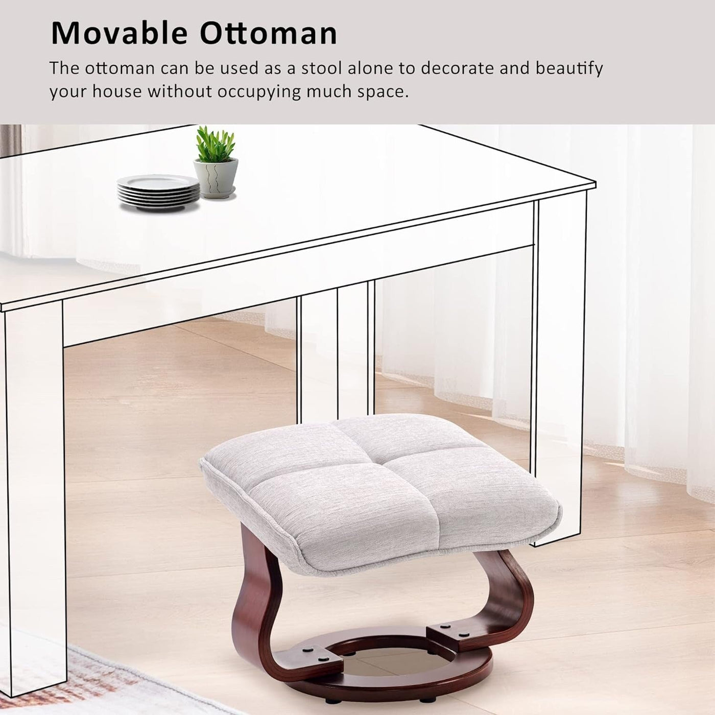 MCombo Set of 2 Swivel Recliner with Ottoman and Neck Pillow,Chenille Fabric